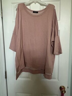 Botanique Dusty Rose Oversized Knit Top Cut Out Shoulders Size 2x P To P 28”